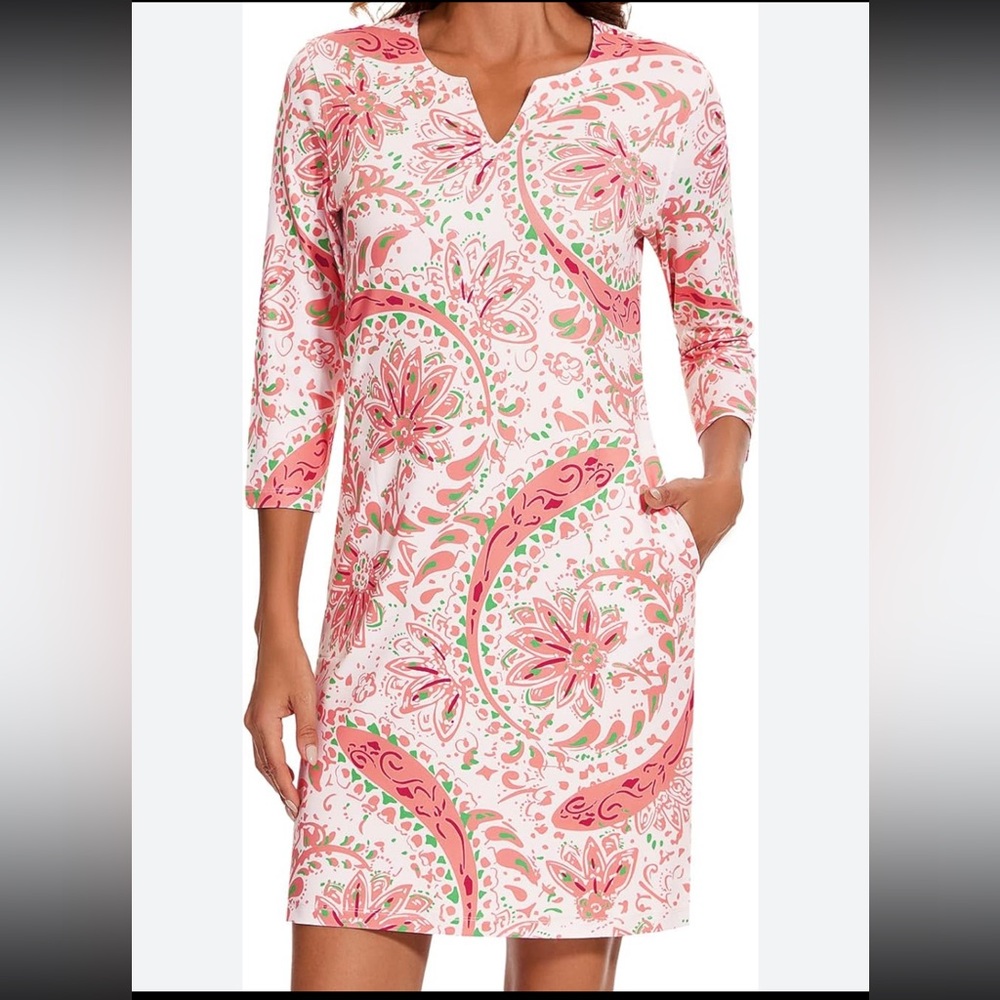Floral Pink and Green Dress